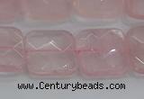 CRQ157 15.5 inches 18mm faceted square natural rose quartz beads