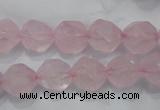 CRQ303 15 inches 12mm faceted nuggets rose quartz beads