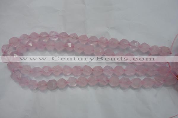 CRQ303 15 inches 12mm faceted nuggets rose quartz beads
