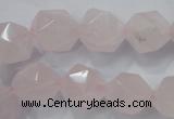 CRQ304 15 inches 14mm faceted nuggets rose quartz beads