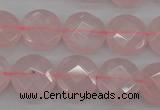 CRQ362 15.5 inches 15mm faceted coin rose quartz beads wholesale