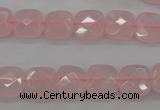 CRQ366 15.5 inches 10*10mm faceted square rose quartz beads