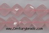 CRQ370 15.5 inches 12*12mm faceted diamond rose quartz beads