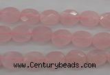 CRQ372 15.5 inches 8*10mm faceted oval rose quartz beads wholesale