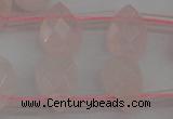 CRQ378 15.5 inches 8*12mm faceted briolette rose quartz beads