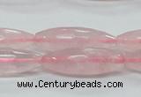 CRQ40 15.5 inches 10*30mm faceted rice natural rose quartz beads