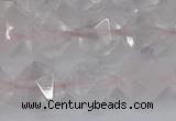 CRQ403 15.5 inches 10mm faceted nuggets rose quartz beads