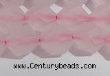 CRQ409 15.5 inches 12mm faceted nuggets matte rose quartz beads