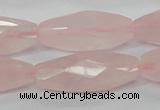 CRQ41 15.5 inches 14*32mm faceted rice natural rose quartz beads