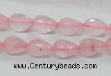 CRQ42 15.5 inches 8*12mm faceted teardrop natural rose quartz beads