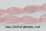 CRQ44 15.5 inches 8*20mm faceted teardrop natural rose quartz beads