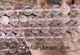 CRQ447 15.5 inches 12mm faceted round rose quartz beads