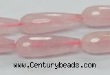 CRQ45 15.5 inches 10*30mm faceted teardrop natural rose quartz beads