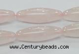 CRQ58 15.5 inches rice 10*30mm natural rose quartz beads wholesale