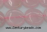 CRQ603 15.5 inches 18mm flat round rose quartz beads wholesale