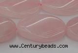 CRQ645 15.5 inches 18*25mm twisted oval rose quartz beads