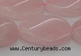 CRQ646 15.5 inches 20*30mm twisted oval rose quartz beads