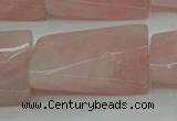 CRQ651 15.5 inches 20*30mm twisted rectangle rose quartz beads