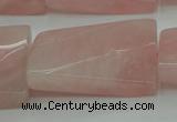 CRQ652 15.5 inches 25*35mm twisted rectangle rose quartz beads