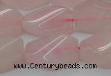 CRQ653 15.5 inches 15*20mm twisted hexagon rose quartz beads