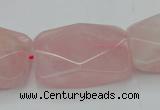 CRQ658 15.5 inches 22*30mm faceted rectangle rose quartz beads