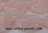 CRQ668 15.5 inches 22*30mm carved leaf rose quartz beads