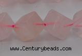 CRQ694 15.5 inches 10*10mm cube rose quartz beads wholesale