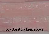 CRQ706 15.5 inches 14*31mm carved column rose quartz beads