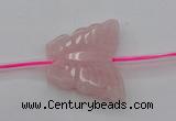 CRQ716 15.5 inches 25*30mm carved butterfly rose quartz beads