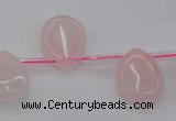 CRQ719 Top drilled 15*20mm flat teardrop rose quartz beads