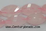 CRQ72 15.5 inches 12*24mm twisted rice natural rose quartz beads