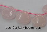 CRQ721 Top drilled 15*15mm flat teardrop rose quartz beads