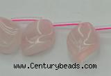 CRQ732 Top drilled 15*20mm twisted marquise rose quartz beads