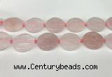 CRQ761 15.5 inches 30mm flat round rose quartz beads