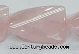 CRQ84 15.5 inches 30*40mm twisted rectangle natural rose quartz beads