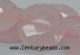 CRQ98 15.5 inches 35mm faceted flat round natural rose quartz beads