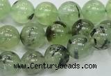 CRU101 15.5 inches 12mm round green rutilated quartz beads wholesale