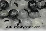 CRU1037 15 inches 6mm round black rutilated quartz beads