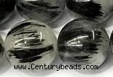 CRU1068 15 inches 12mm round black rutilated quartz beads