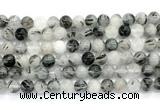 CRU1083 15.5 inches 10mm round black rutilated quartz gemstone beads