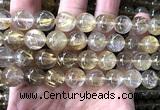 CRU1105 15 inches 12mm round golden rutilated quartz beads