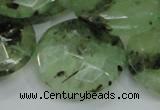 CRU117 15.5 inches 30mm faceted coin green rutilated quartz beads