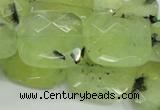 CRU121 15.5 inches 25*25mm faceted square green rutilated quartz beads