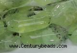 CRU128 15.5 inches 17*33mm faceted rectangle green rutilated quartz beads