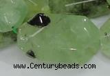 CRU129 15.5 inches 22*38mm faceted rectangle green rutilated quartz beads