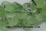 CRU130 15.5 inches 11*13mm faceted freeform green rutilated quartz beads