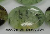 CRU142 15.5 inches 30*40mm faceted oval green rutilated quartz beads