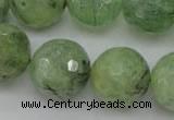 CRU159 15.5 inches 18mm faceted round green rutilated quartz beads