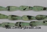 CRU172 15.5 inches 6*16mm faceted teardrop green rutilated quartz beads