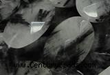 CRU18 15.5 inches 22*25mm faceted oval black rutilated quartz beads